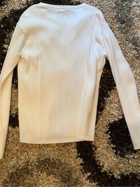 Men's Cream Ribbed Long-Sleeve Sweater